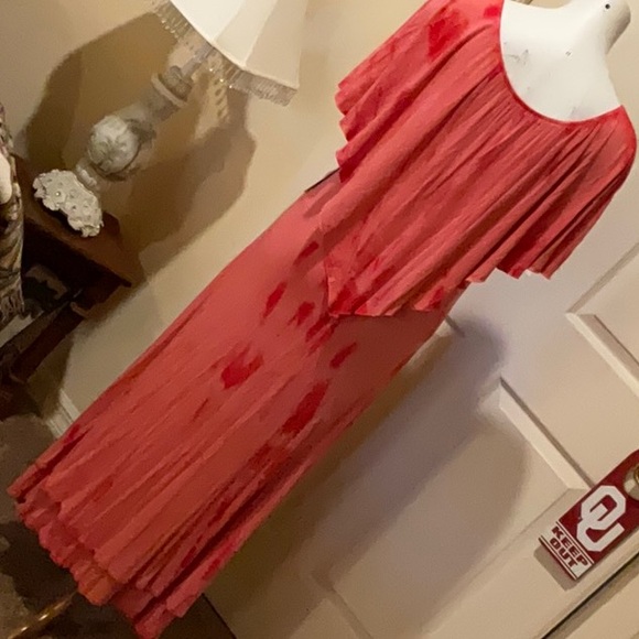 Reba Coral Maxi Dress. Malibu Melon. On/off Shoulder. NWT. Size Large. - Picture 5 of 11